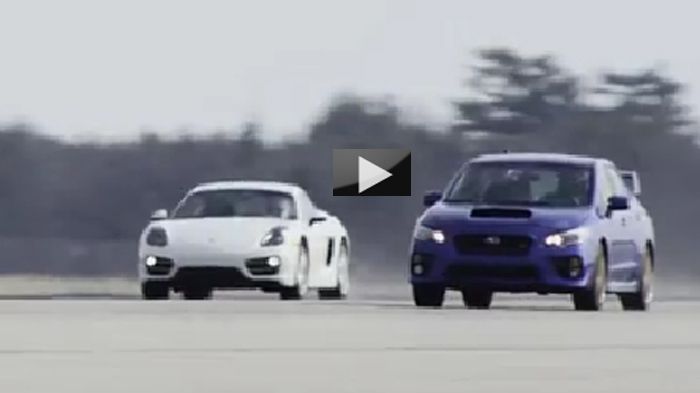 Το Subaru WRX STI των 305 ίππων κοντράρεται με την Porsche Cayman των 275 αλόγων, σε ένα φοβερό Drag Race του ενός μιλίου που χρίζει της βοήθειας του